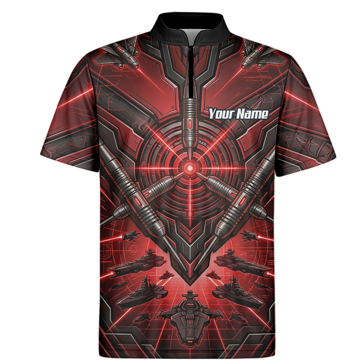 Personalised Red Black Futuristic Sci-Fi Dart Jersey for Men Custom Darts Polo Shirt H6778