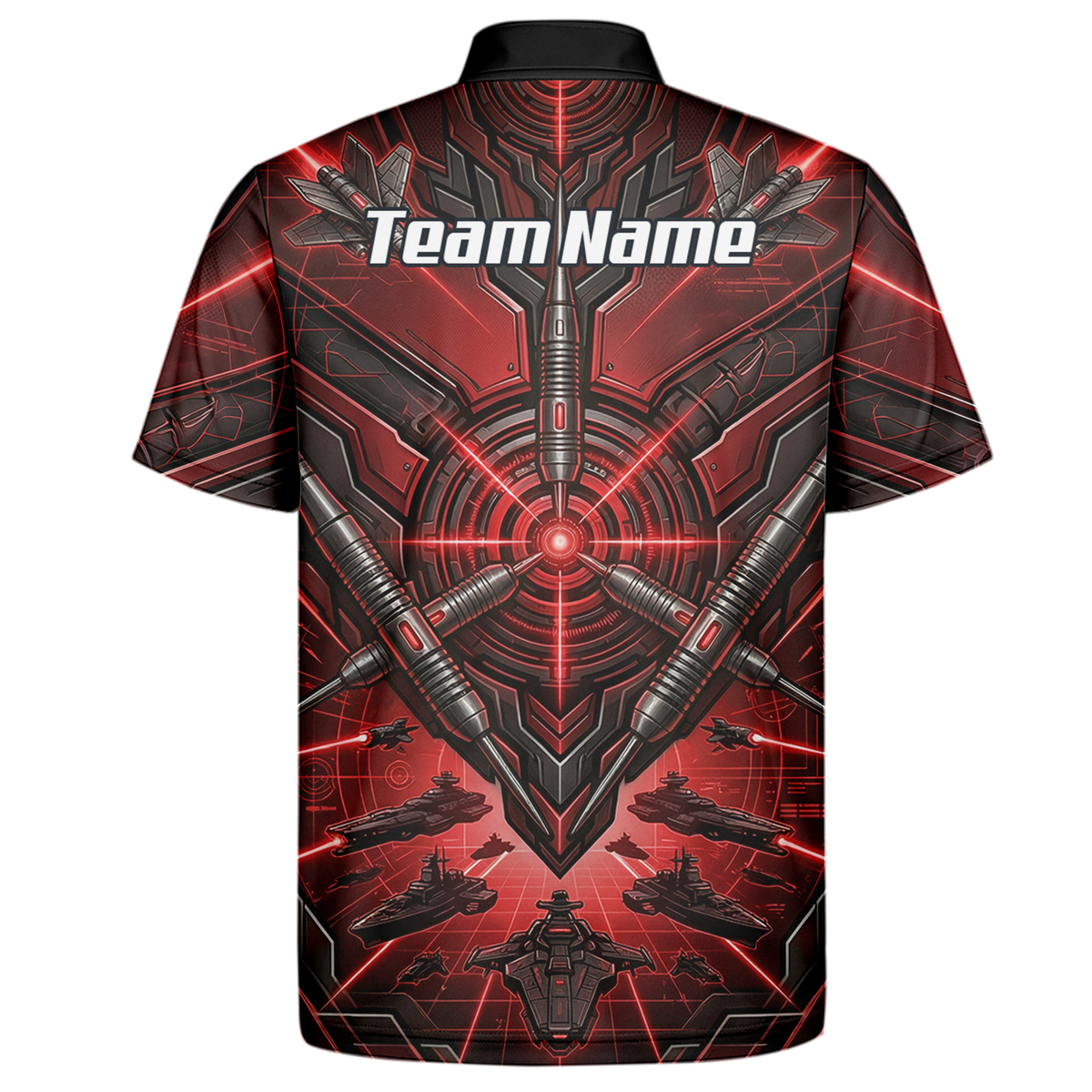Personalised Red Black Futuristic Sci-Fi Dart Jersey for Men Custom Darts Polo Shirt H6778