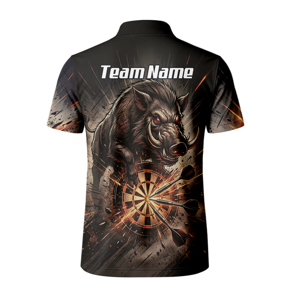 Personalised Wild Boar Darts Jersey for Men, Custom Dartboard Polo Shirt Black Brown, Darts Team Top with Name H8686