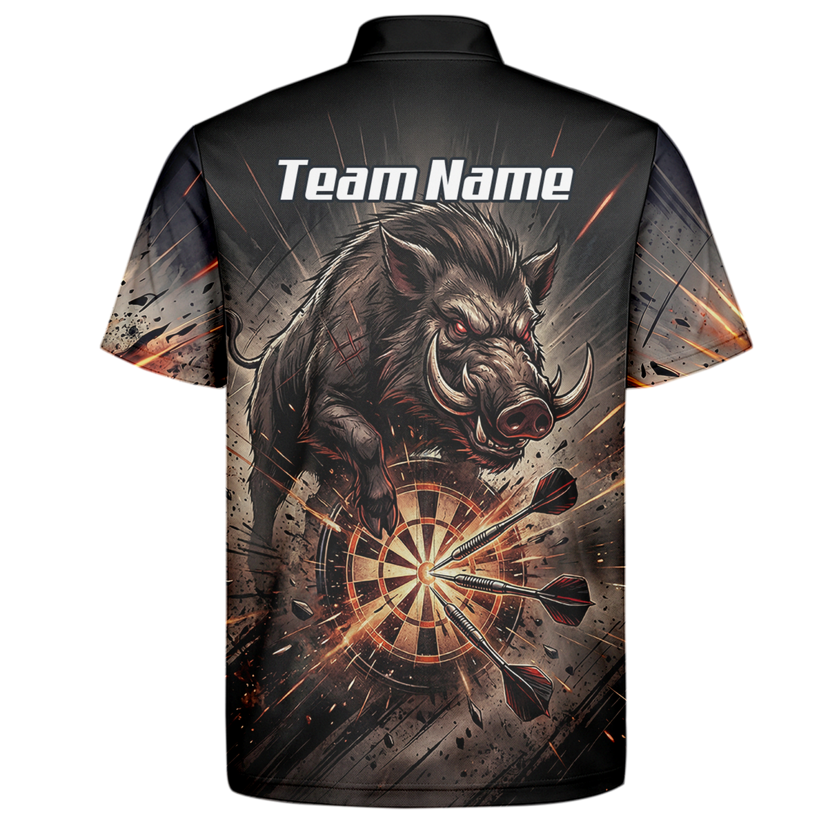 Personalised Wild Boar Darts Jersey for Men, Custom Dartboard Polo Shirt Black Brown, Darts Team Top with Name H8686