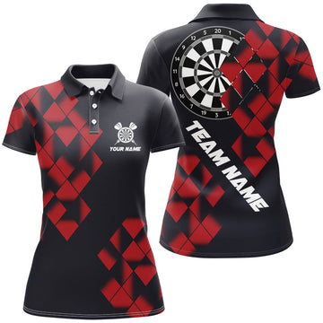 Personalized Black and Red Printed Dart Shirts for Women | Custom Cool Dart Jerseys for Teams N9000