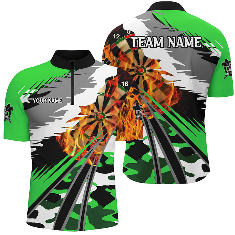 Men's Custom Green 3D Dart Quarter-Zip Shirt T1196