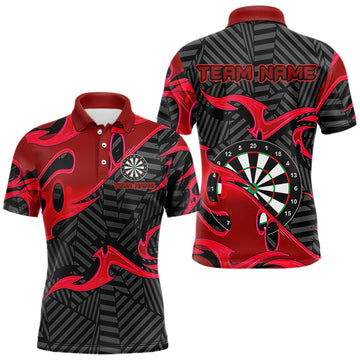 Personalised Black And Red Darts Polo & Quarter Zip Custom Dart Shirts For Men Darts Team Jerseys T3459