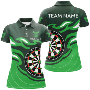 Personalized Green Darts Board Dart Shirts for Women | Custom Team Jerseys | Unique Flame Design T3052