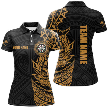 Personalized Gold Tribal Darts Polo & Quarter Zip Custom Dart Shirts for Women - Stylish Dart Jerseys T3062