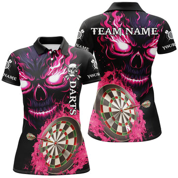 Personalized Pink Skull Dart Shirts for Women | Custom Team League Jerseys | Flame Design Uniform T2954
