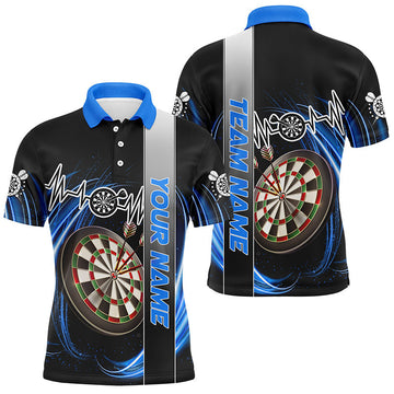 Personalized Blue Swirl Darts Board Heartbeat Line Men's Custom Dart Jerseys Team Uniform T3024