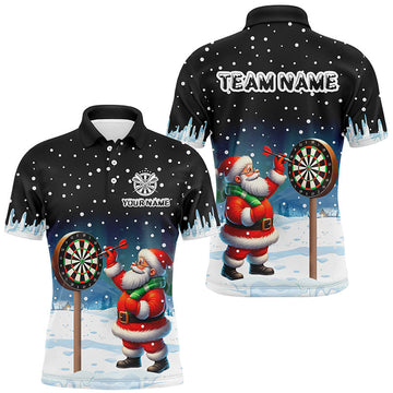 Funny Santa Playing Darts Men's Christmas Dart Jersey with Custom Snow Background T2869