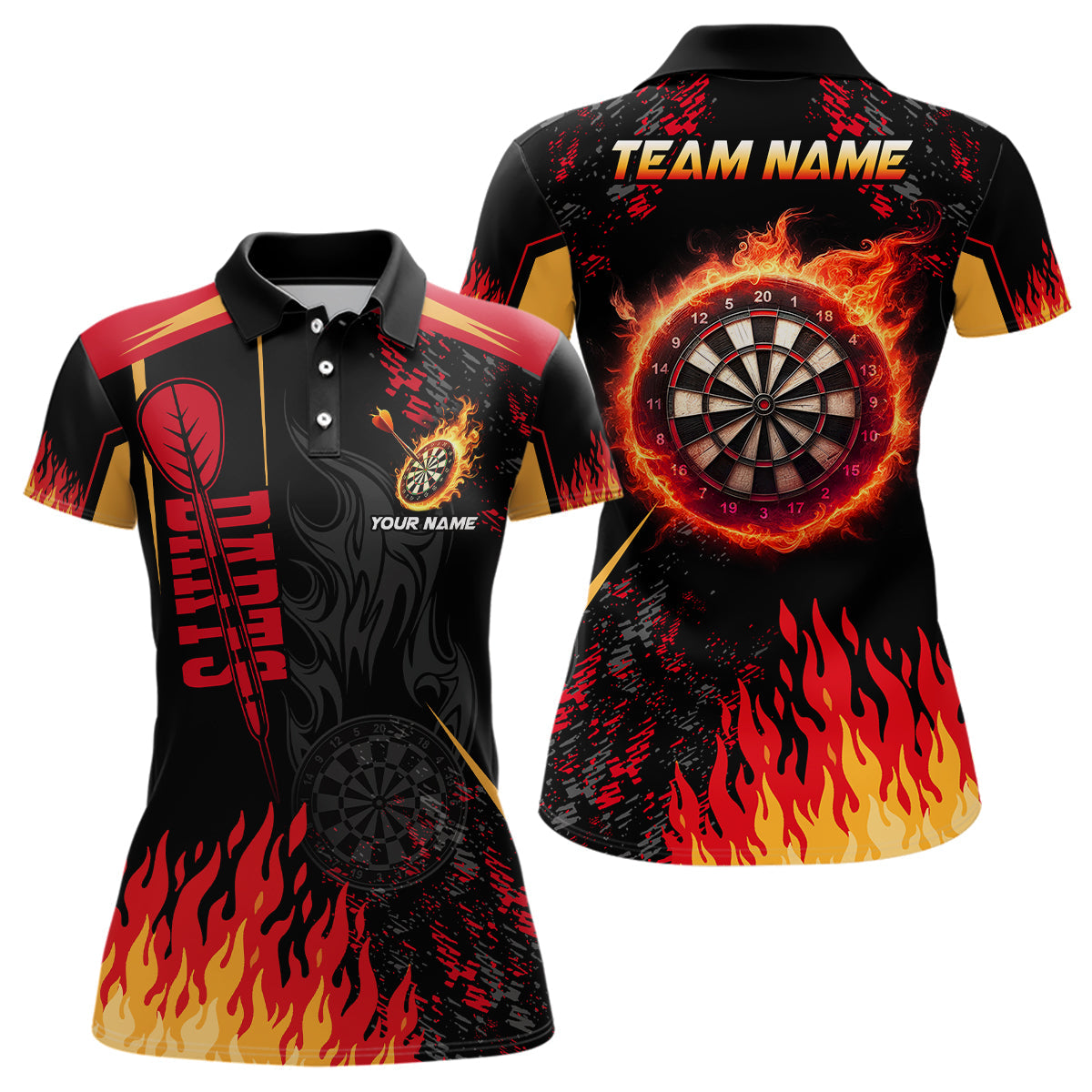 Women's Flame Dartboard Polo Shirt T1437