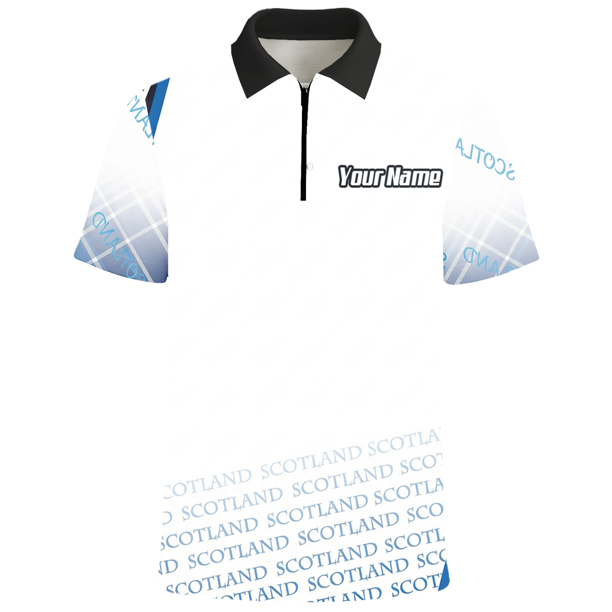 Personalised Scotland Lion Rampant Dart Jersey Polo and Zipper White Blue For Men I2374 - Polo -w Zipper Yes
