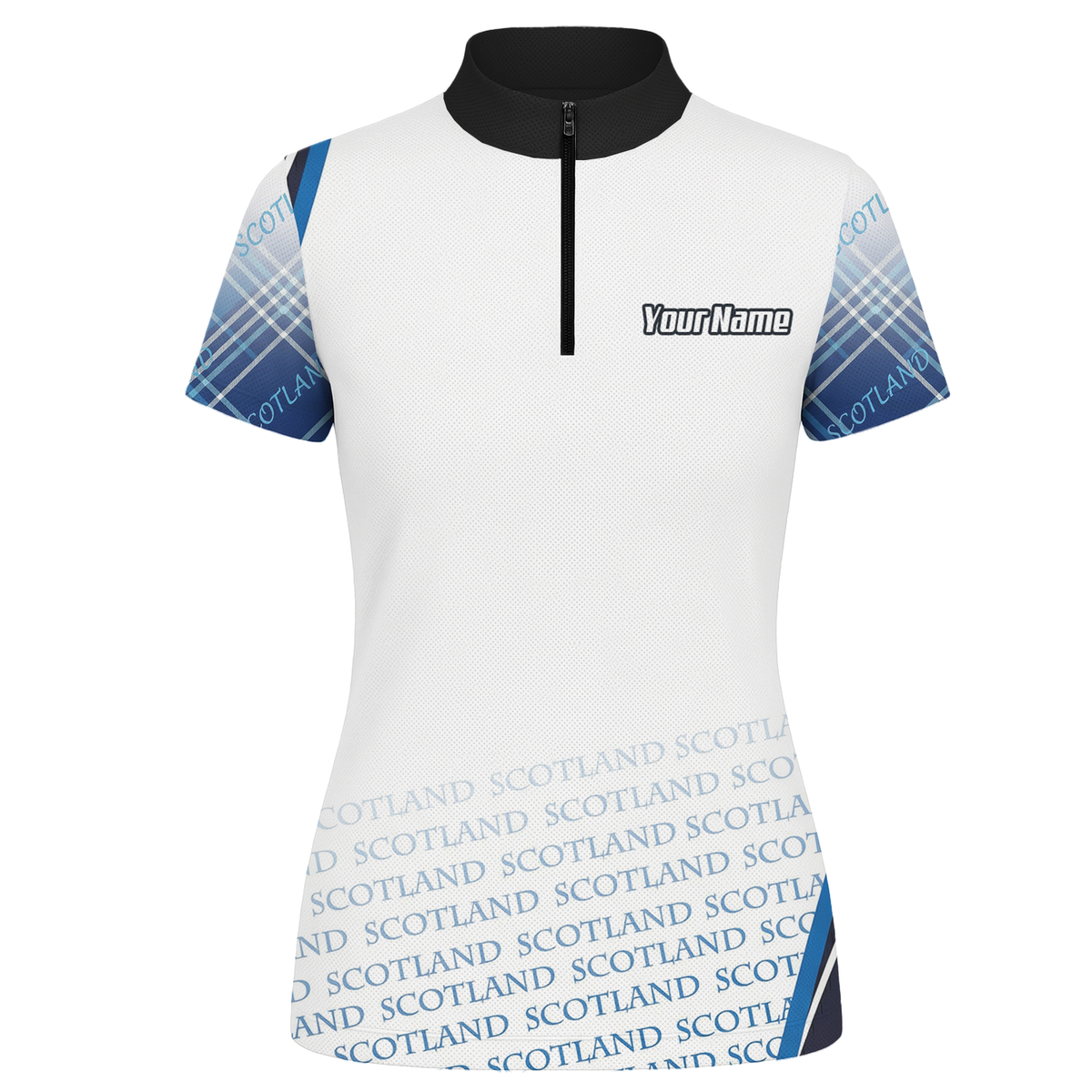 Personalised Scotland Lion Rampant Dart Jersey Polo and Zipper White Blue For Women I2374 - Zipper Yes