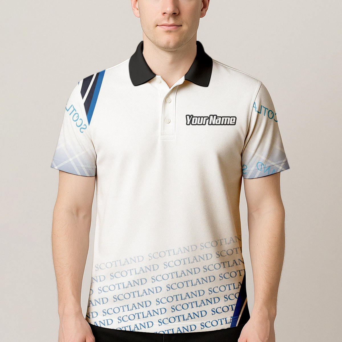 Personalised Scotland Lion Rampant Dart Jersey Polo and Zipper White Blue For Men I2374