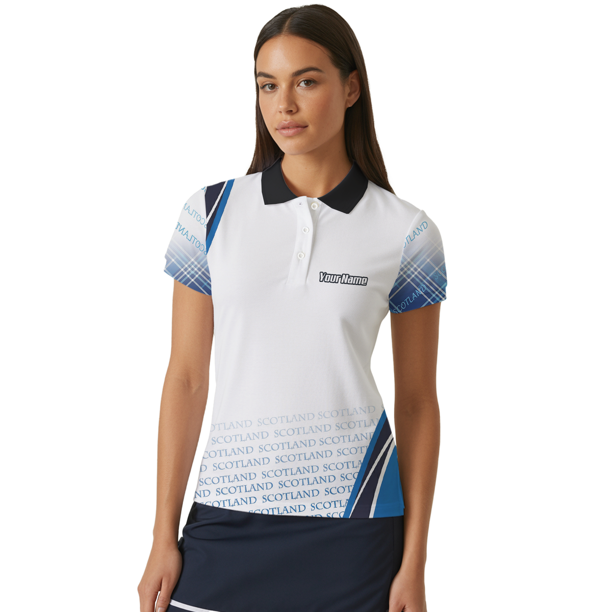 Personalised Scotland Lion Rampant Dart Jersey Polo and Zipper White Blue For Women I2374