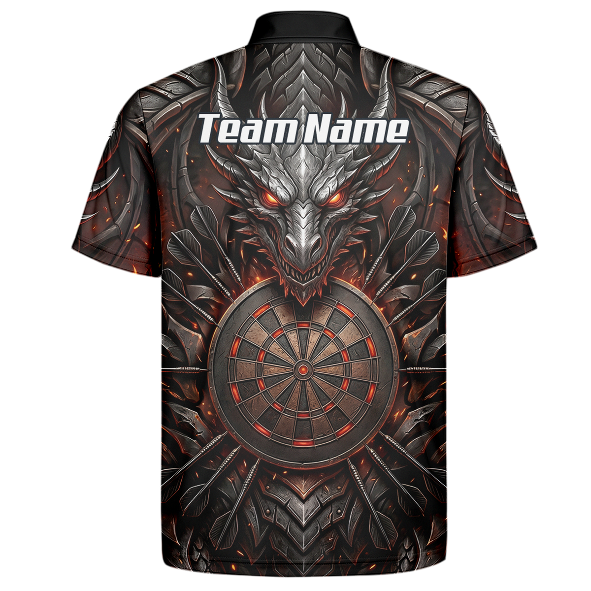 Personalised Armoured Dragon Dart Jersey for Men Custom Fire Polo Shirt Black Red J1144