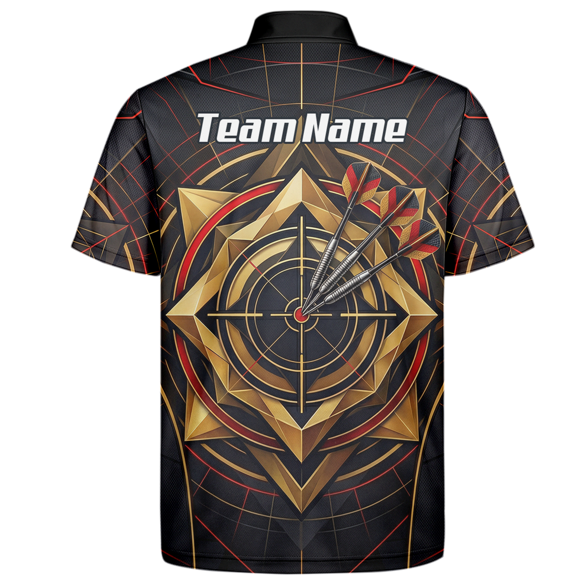 Personalised Darts Jersey for Men Custom Dart Shirt Black Gold Geometric Target Design Polo Shirt J2245