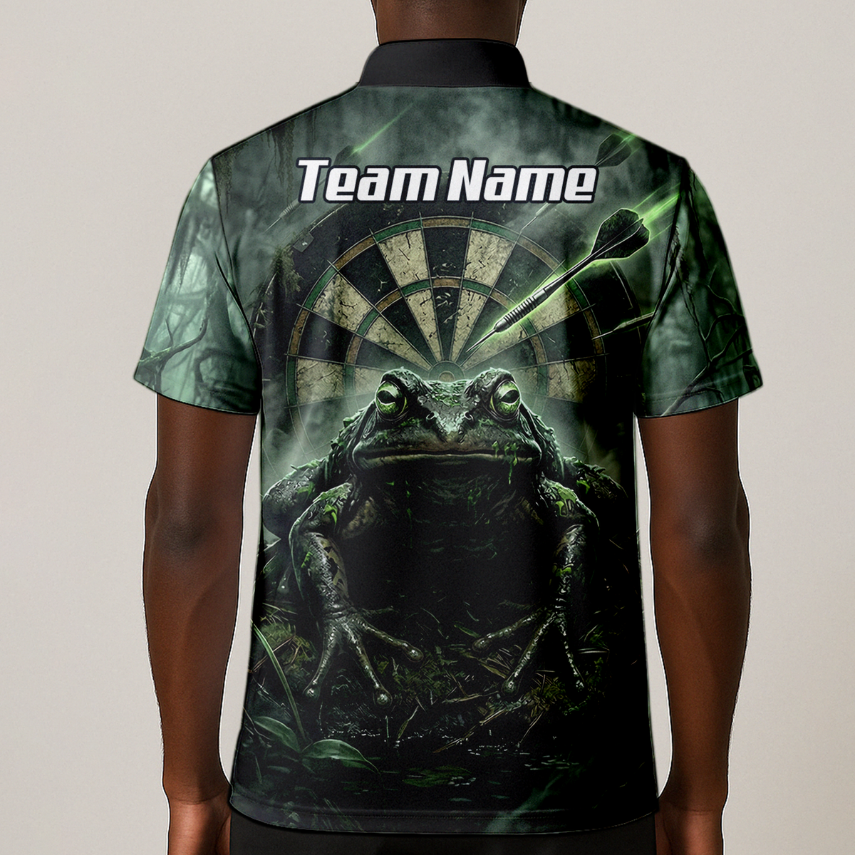 Personalised Giant Toad Dart Jersey for Men Green Jungle Custom Name Dartboard Polo Shirt J6550