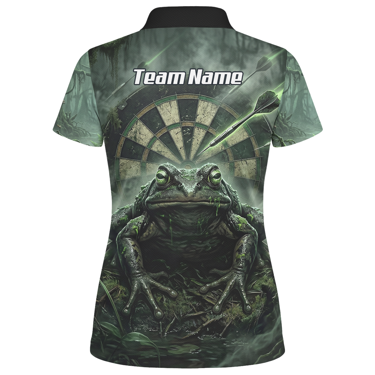Personalised Giant Toad Dart Jersey for Women Green Jungle Custom Name Dartboard Polo Shirt J6550