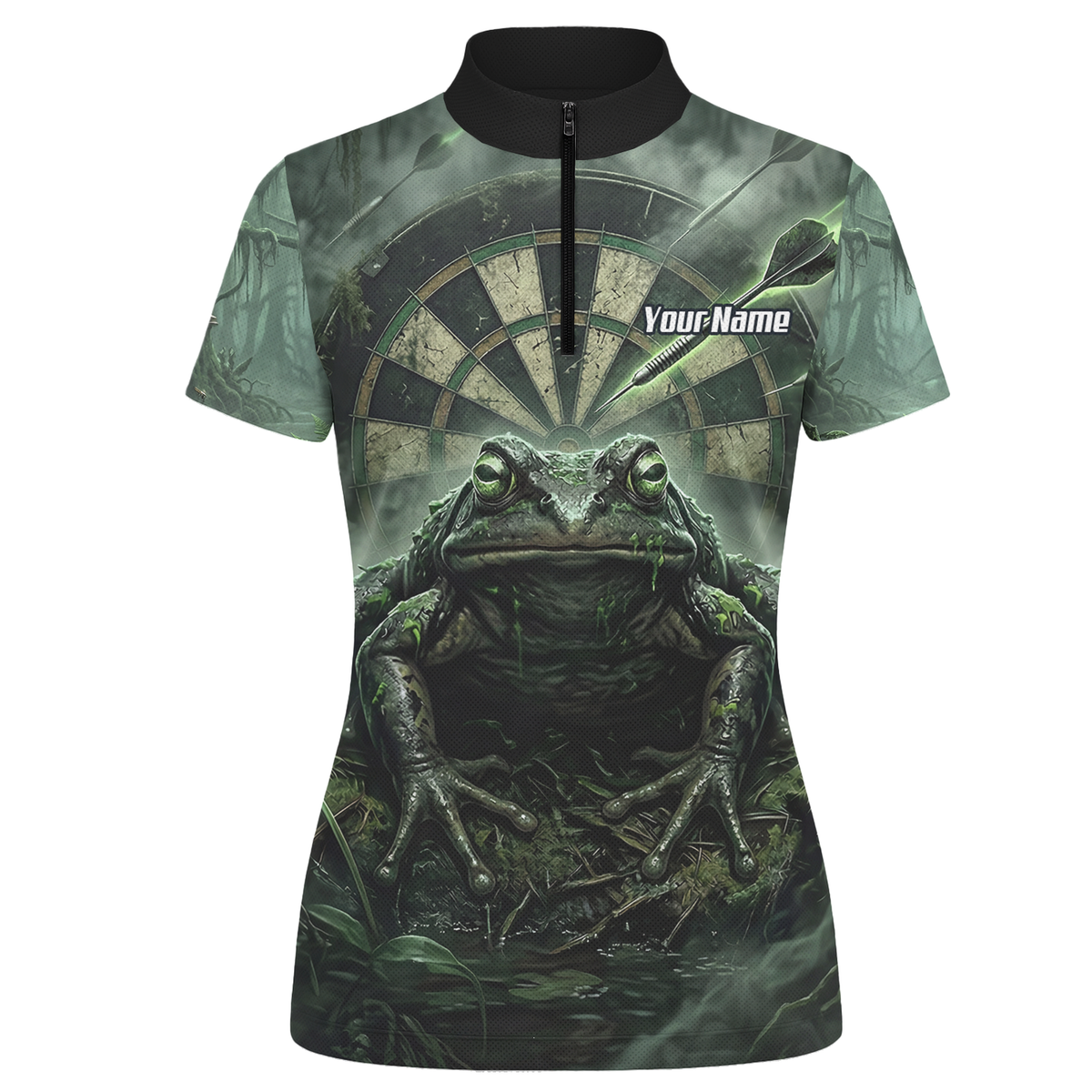 Personalised Giant Toad Dart Jersey for Women Green Jungle Custom Name Dartboard Polo Shirt J6550
