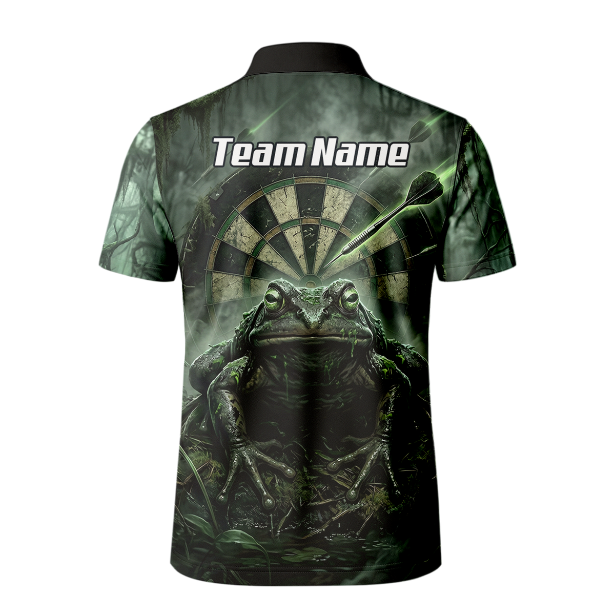 Personalised Giant Toad Dart Jersey for Men Green Jungle Custom Name Dartboard Polo Shirt J6550