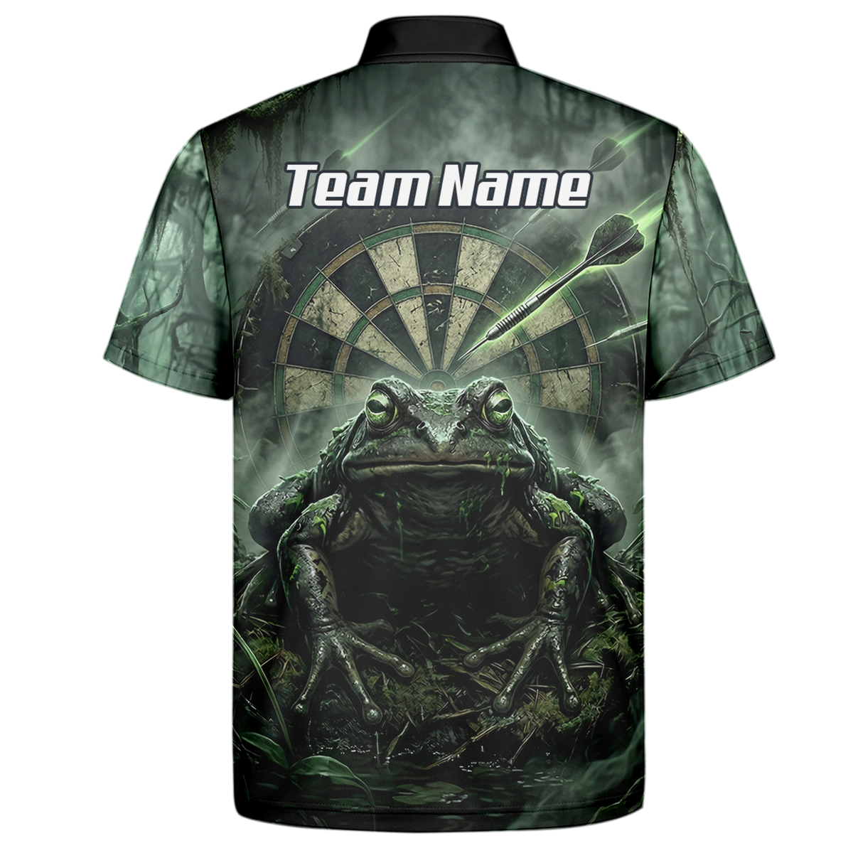 Personalised Giant Toad Dart Jersey for Men Green Jungle Custom Name Dartboard Polo Shirt J6550