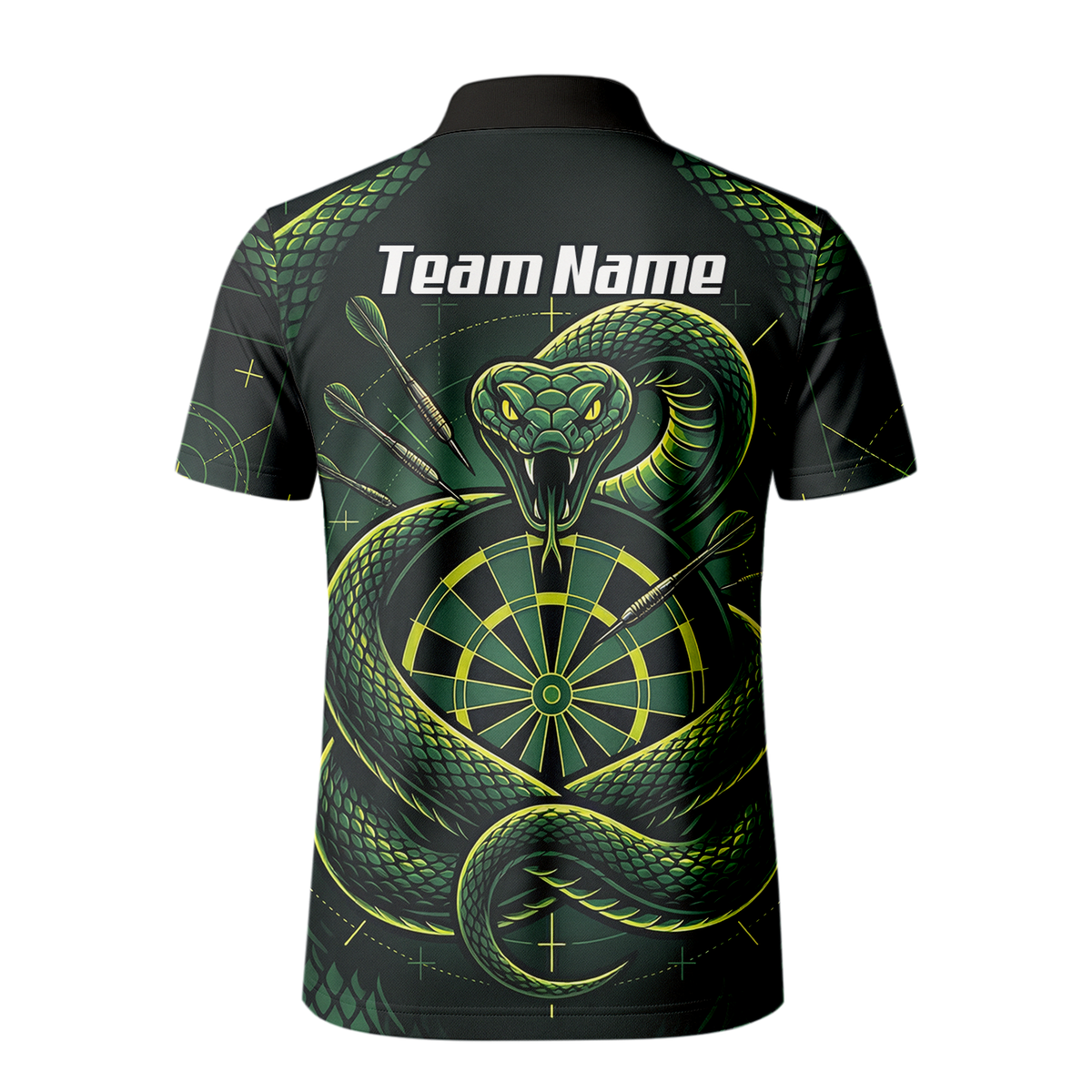 Personalised Green Snake Dart Jersey for Men Custom Dartboard Polo Shirt Black Green J9840
