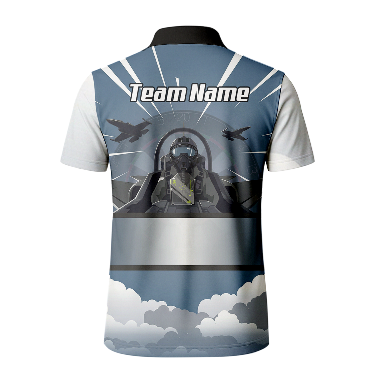 Personalised Fighter Jet Dart Jersey Polo and Zipper Blue Grey White For Men Custom Aviation Pilot Design K8201