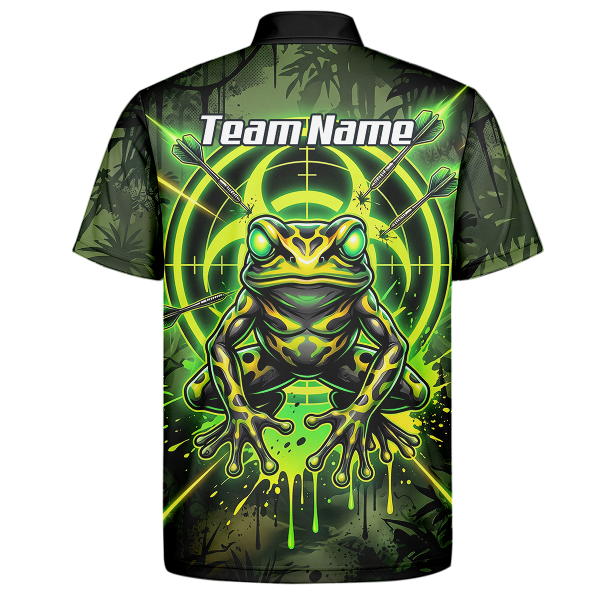 Personalised Poison Dart Frog Jersey for Men Custom Name Neon Green Black Polo Shirt N6854