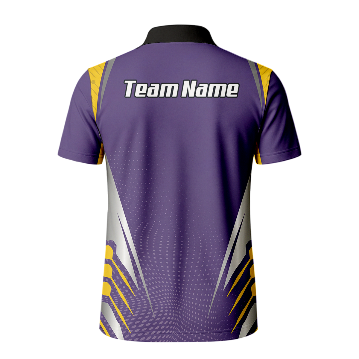 Personalised Abstract Halftone Dart Jersey Polo and Zipper Purple Yellow For Men O8070