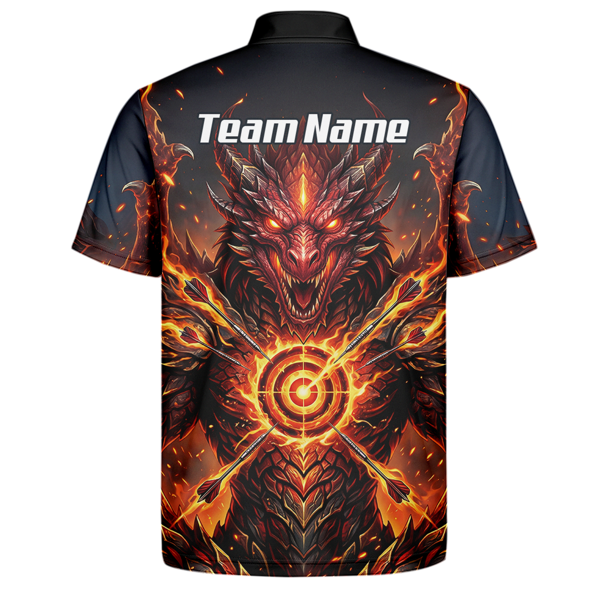 Personalised Fire Dragon Dart Jersey for Men Custom Red Flame Polo Shirt P4508