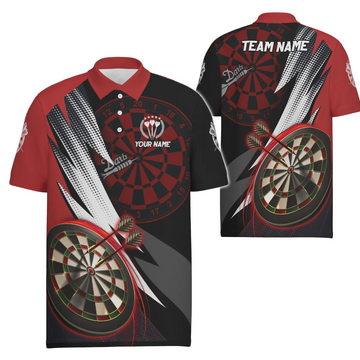 Red and Black Men's Darts Polo Shirt - Personalized Cool Darts Shirt for Men - Team Jersey Z357