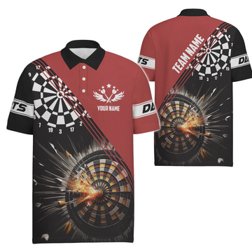 Men's Polo Shirt with Black and Red Dart Design - Dart Jerseys for Men S2721