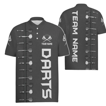 Dartpoloshirt voor heren met 3D-print in zwart en wit - Dart Jersey voor heren P309