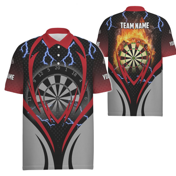 Men's Dart Polo Shirt with Lightning and Thunder, Flame Dart Shirt for Men, Dart Jersey A590