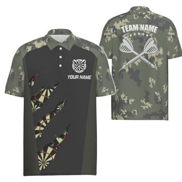 Green Camouflage Darts Men's Polo Shirt - Perfect for Darts Team Jersey - C582