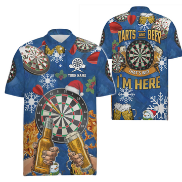 Men's Darts Polo Shirt with Darts and Beer, Christmas Dart Jerseys for Men A617