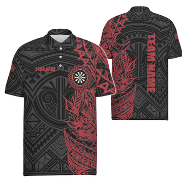 Red Tribal Men's Darts Polo Shirt - Dart Shirt for Men - Dart Jerseys Y704