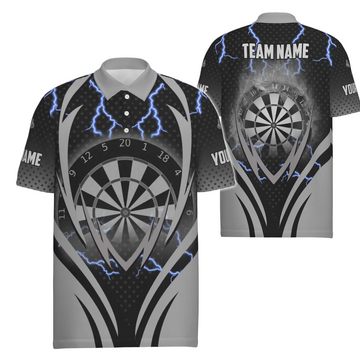 Men's Dart Polo Shirt with Thunder Lightning Design, Cool Dart Shirt for Men, Dart Team Jersey S366