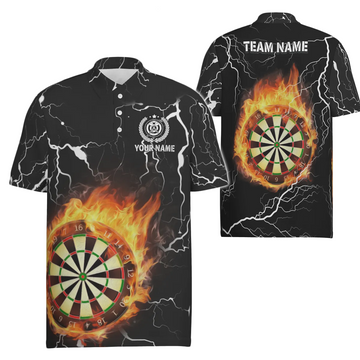 Men's Polo Shirt with Flame Darts, Lightning and Thunder, Darts Jersey for Men Z860
