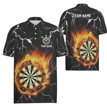 Custom Men's Dart Polo Shirt with Flames, Thunder and Lightning, Dart Shirt for Men, Dart Jerseys g2754