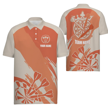 Oranje Heren Darts Poloshirt - Personaliseerbaar Cool Darts Shirt voor Heren - Darts Jersey y6174