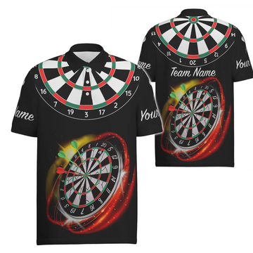 Red and Black Men's Darts Polo Shirt with Custom Name - Cool Darts Jersey for Men L498