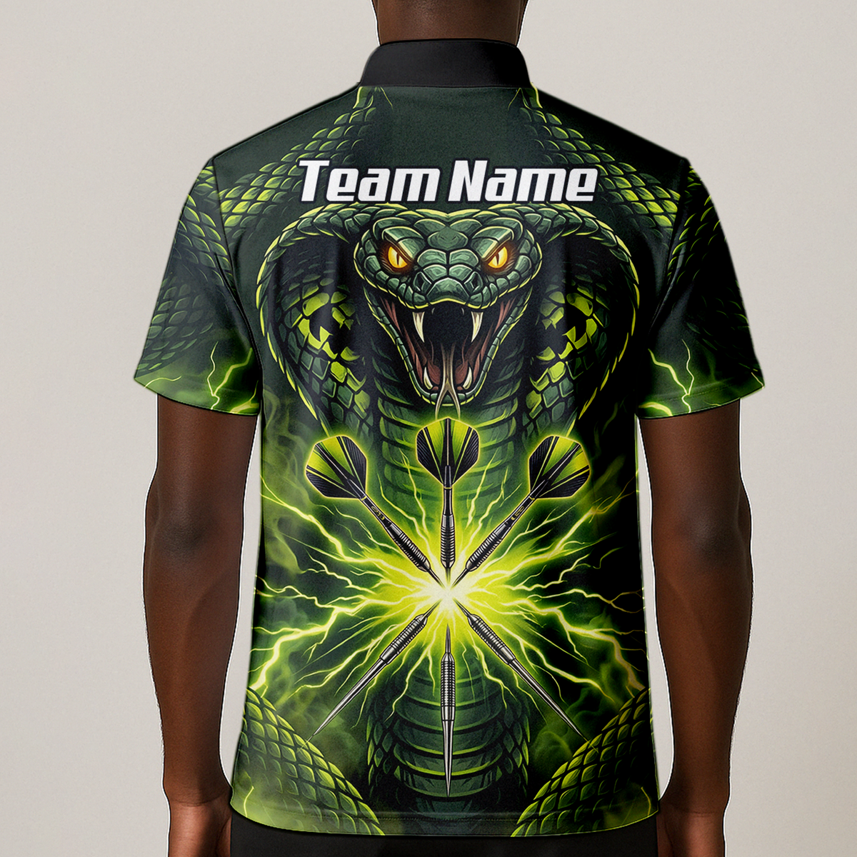 Personalised Green Cobra Snake Dart Jersey for Men Custom Lightning Graphic Dart Polo Shirt Q1658
