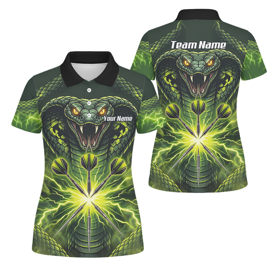 Personalised Green Cobra Snake Dart Jersey for Women Custom Lightning Graphic Dart Polo Shirt Q1658