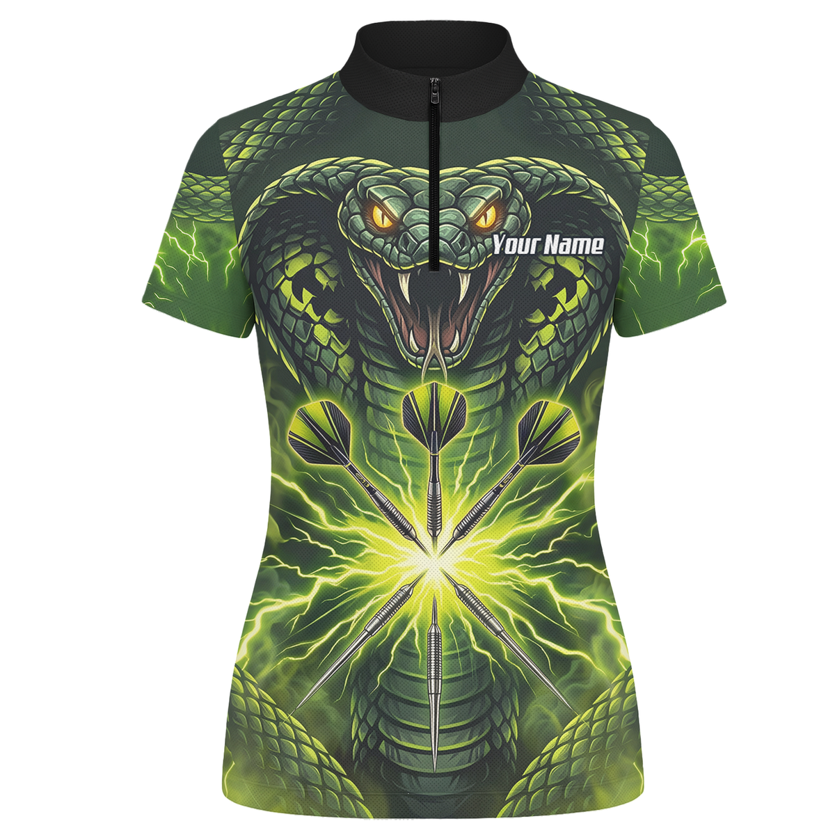 Personalised Green Cobra Snake Dart Jersey for Women Custom Lightning Graphic Dart Polo Shirt Q1658