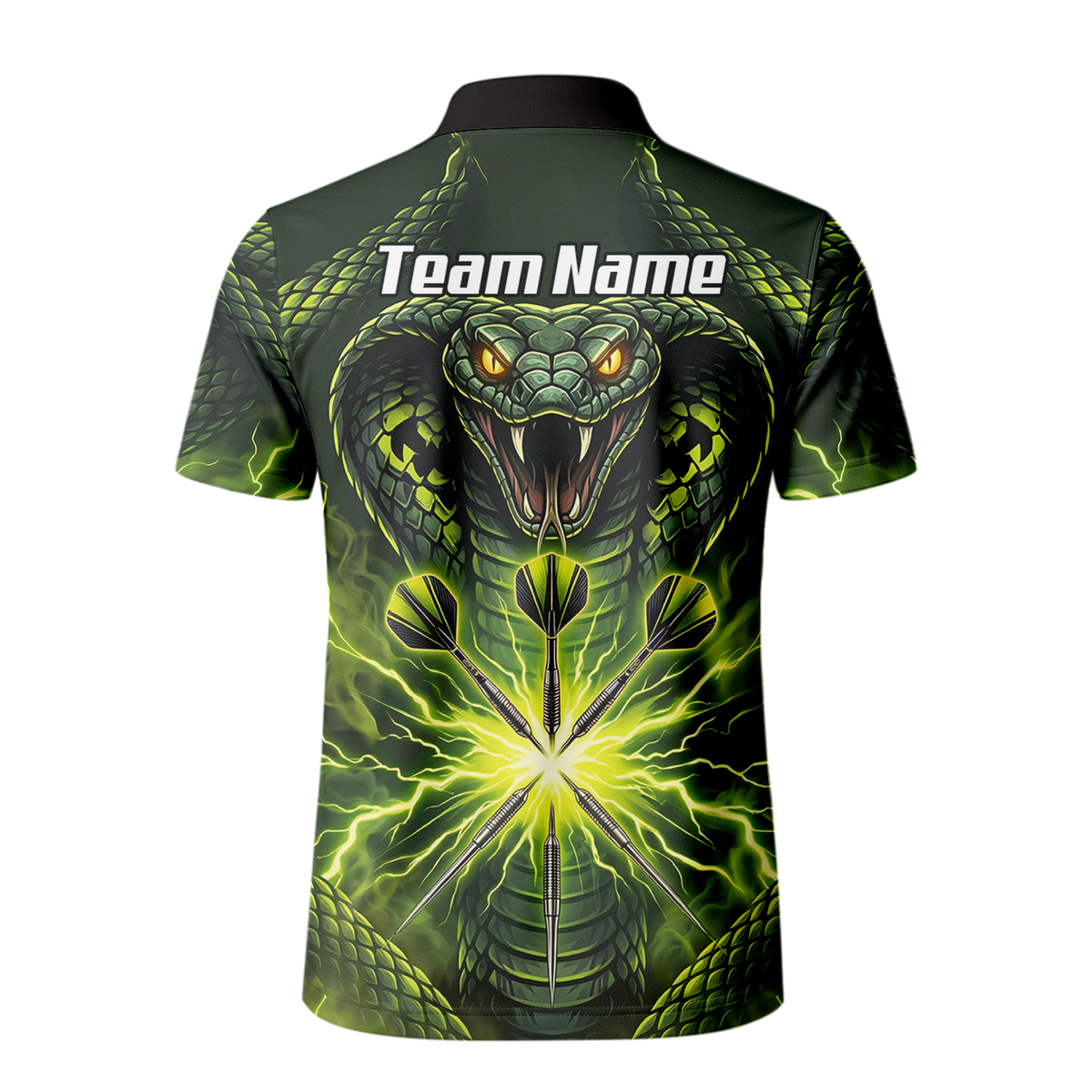 Personalised Green Cobra Snake Dart Jersey for Men Custom Lightning Graphic Dart Polo Shirt Q1658
