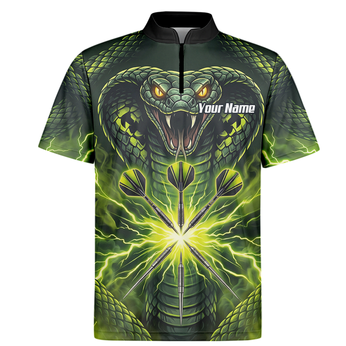 Personalised Green Cobra Snake Dart Jersey for Men Custom Lightning Graphic Dart Polo Shirt Q1658