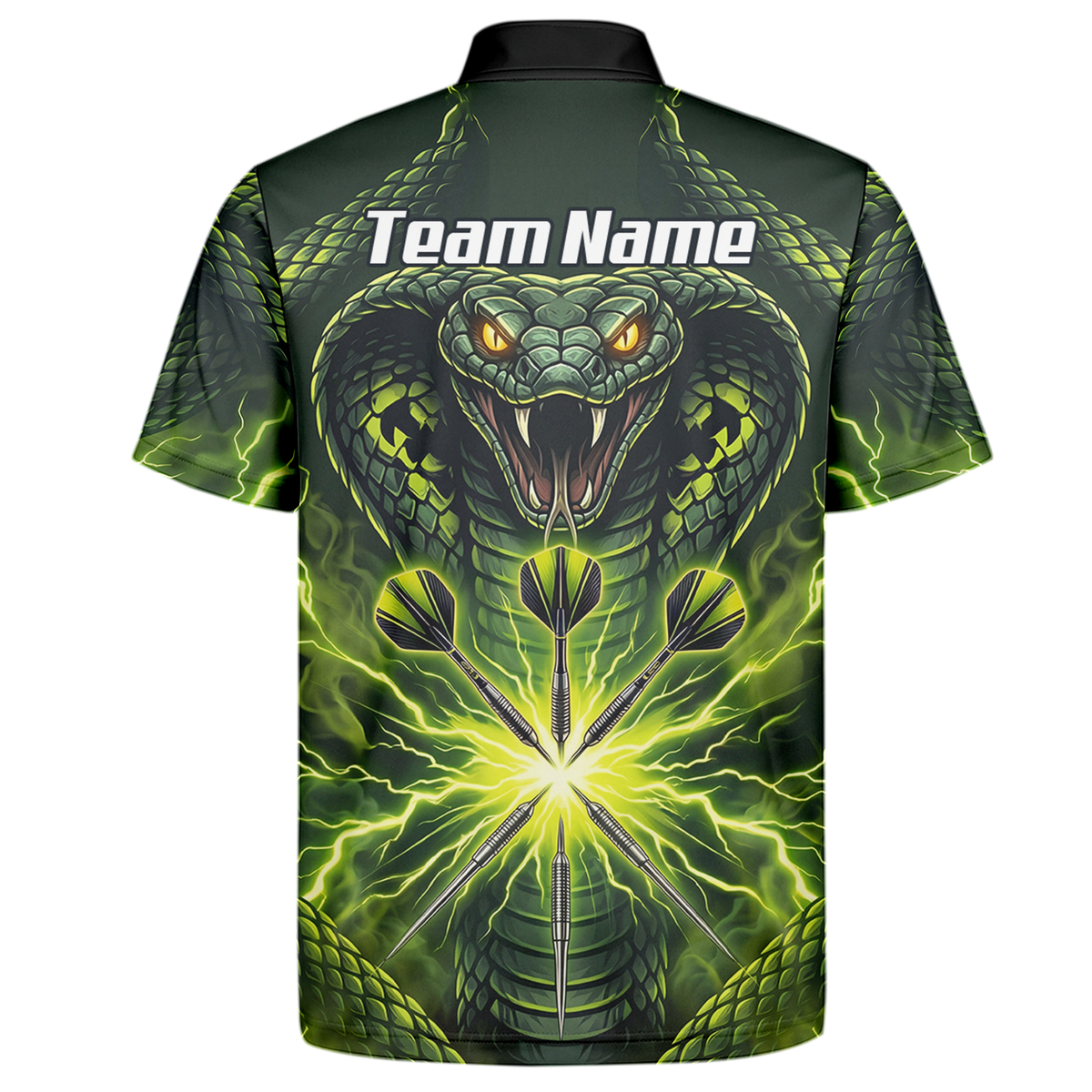 Personalised Green Cobra Snake Dart Jersey for Men Custom Lightning Graphic Dart Polo Shirt Q1658