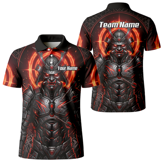 Personalised Samurai Dart Jersey for Men, Custom Red and Black Cyberpunk Darts Shirt, Darts Polo with Name R5691