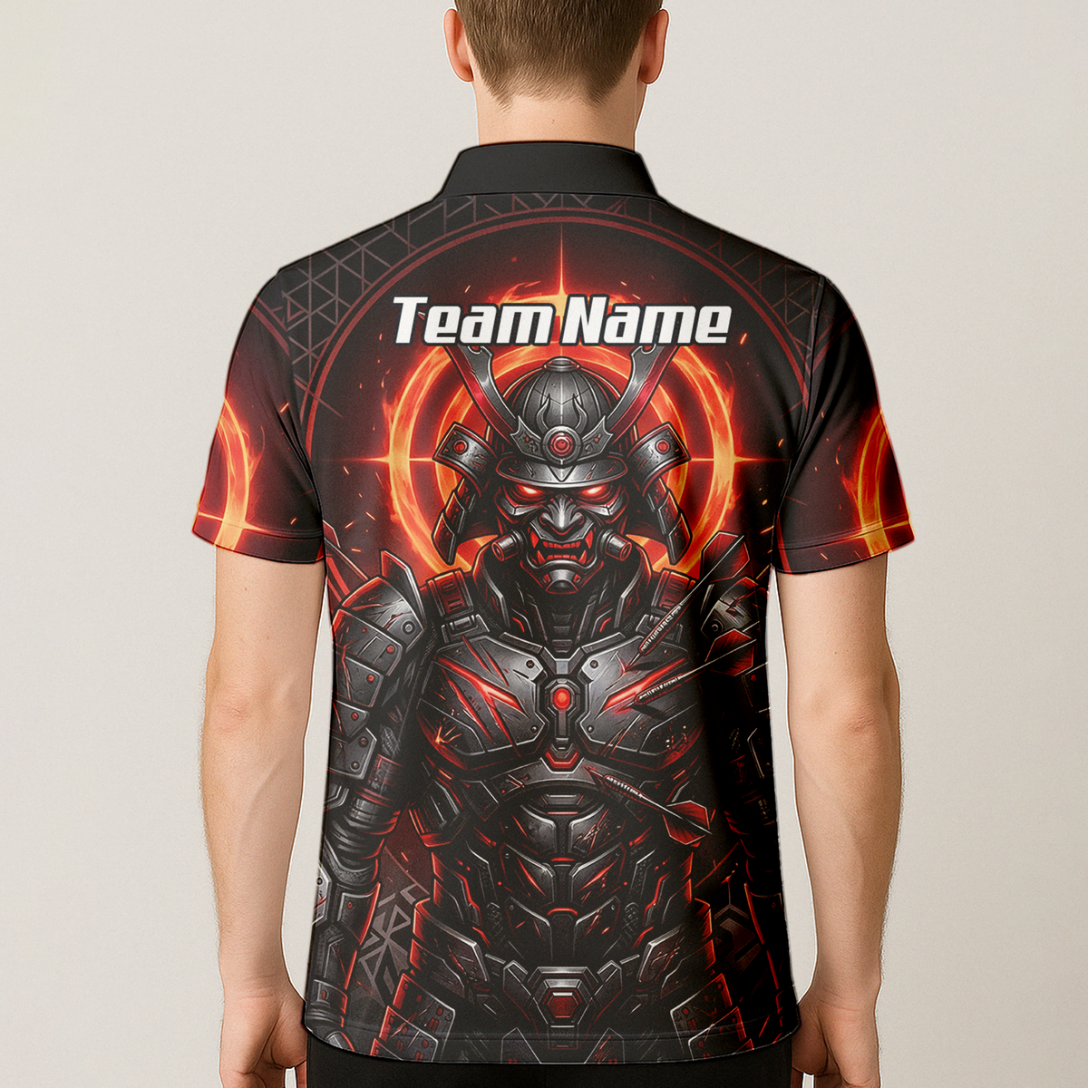 Personalised Samurai Dart Jersey for Men, Custom Red and Black Cyberpunk Darts Shirt, Darts Polo with Name R5691