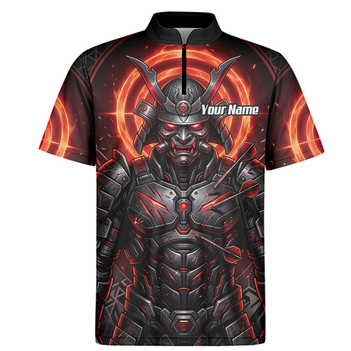 Personalised Samurai Dart Jersey for Men, Custom Red and Black Cyberpunk Darts Shirt, Darts Polo with Name R5691